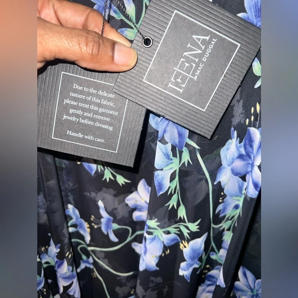 NWT Ieena for Mac Duggal Floral Cape Sleeve Chiffon Trapeze Dress size 6 - Picture 9 of 11